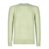 Viola Milano - Cable Knit Loro Piana Cashmere Sweater - Pistasch - Handmade in Italy - Luxury Exclusive Collection