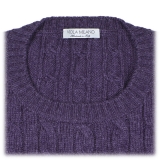 Viola Milano - Cable Knit Loro Piana Cashmere Sweater - Viola - Handmade in Italy - Luxury Exclusive Collection