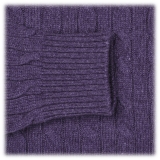 Viola Milano - Maglia in Cashmere Loro Piana a Trecce - Viola - Handmade in Italy - Luxury Exclusive Collection