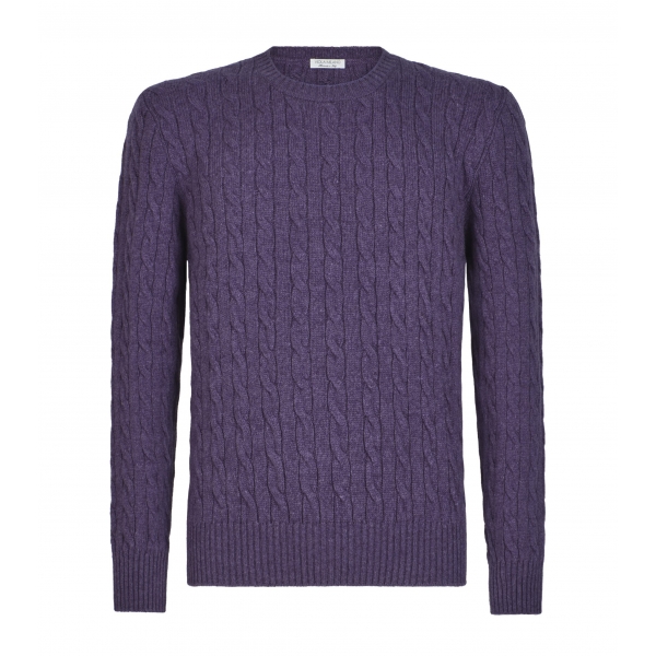 Viola Milano - Cable Knit Loro Piana Cashmere Sweater - Viola - Handmade in Italy - Luxury Exclusive Collection