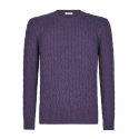 Viola Milano - Maglia in Cashmere Loro Piana a Trecce - Viola - Handmade in Italy - Luxury Exclusive Collection