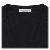 Viola Milano - Maglione con Scollo a V in Cashmere - Navy - Handmade in Italy - Luxury Exclusive Collection