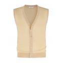 Viola Milano - Sleeveless Cashmere and Silk Cardigan - Natural - Handmade in Italy - Luxury Exclusive Collection