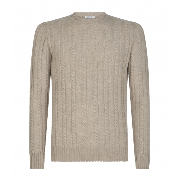 Viola Milano - Cable Knit Loro Piana Cashmere Sweater - Beige - Handmade in Italy - Luxury Exclusive Collection