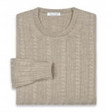 Viola Milano - Cable Knit Loro Piana Cashmere Sweater - Beige - Handmade in Italy - Luxury Exclusive Collection