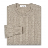 Viola Milano - Maglia in Cashmere Loro Piana a Trecce - Beige - Handmade in Italy - Luxury Exclusive Collection