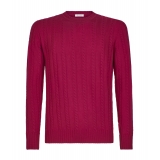 Viola Milano - Cable Knit Lambswool Sweater - Fuschia - Handmade in Italy - Luxury Exclusive Collection