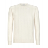 Viola Milano - Cable Knit Lambswool Sweater - Ivory - Handmade in Italy - Luxury Exclusive Collection
