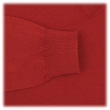 Viola Milano - Cashmere V-Neck Sweater - Red - Handmade in Italy - Luxury Exclusive Collection