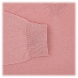 Viola Milano - Cashmere V-Neck Sweater - Pink - Handmade in Italy - Luxury Exclusive Collection