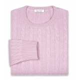 Viola Milano - Cable Knit Loro Piana Cashmere Sweater - Pink - Handmade in Italy - Luxury Exclusive Collection