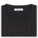 Viola Milano - Cable Knit Lambswool Sweater - Dark Grey - Handmade in Italy - Luxury Exclusive Collection