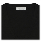 Viola Milano - Cashmere V-Neck Sweater - Black - Handmade in Italy - Luxury Exclusive Collection