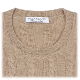 Viola Milano - Cable Knit Lambswool Sweater - Camel - Handmade in Italy - Luxury Exclusive Collection