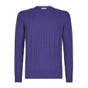 Viola Milano - Cable Knit Lambswool Sweater - Purple - Handmade in Italy - Luxury Exclusive Collection