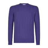 Viola Milano - Cable Knit Lambswool Sweater - Purple - Handmade in Italy - Luxury Exclusive Collection