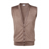 Viola Milano - Sleeveless Cashmere and Silk Cardigan - Beige - Handmade in Italy - Luxury Exclusive Collection