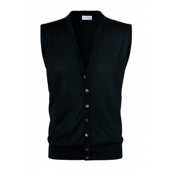 Viola Milano - Sleeveless Cashmere and Silk Cardigan - Forest - Handmade in Italy - Luxury Exclusive Collection