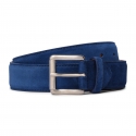 Viola Milano - Classic Italian Suede Belt - Blue - Handmade in Italy - Luxury Exclusive Collection