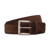 Viola Milano - Classic Italian Suede Belt - Brown - Handmade in Italy - Luxury Exclusive Collection
