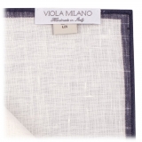 Viola Milano - Classic Linen Pocket Square - Navy - Handmade in Italy - Luxury Exclusive Collection