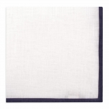 Viola Milano - Classic Linen Pocket Square - Navy - Handmade in Italy - Luxury Exclusive Collection