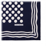 Viola Milano - Dot Wave Silk Pocket Square - Navy and White - Handmade in Italy - Luxury Exclusive Collection