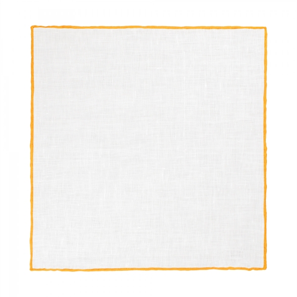 Viola Milano - Classic Linen Pocket Square - Orange - Handmade in Italy - Luxury Exclusive Collection