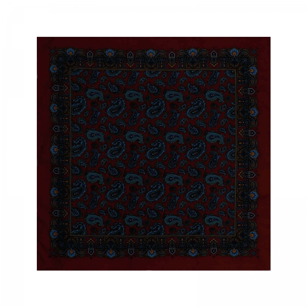Viola Milano - Paisley Pattern Silk Pocket Square - Burgundy Mix - Handmade in Italy - Luxury Exclusive Collection