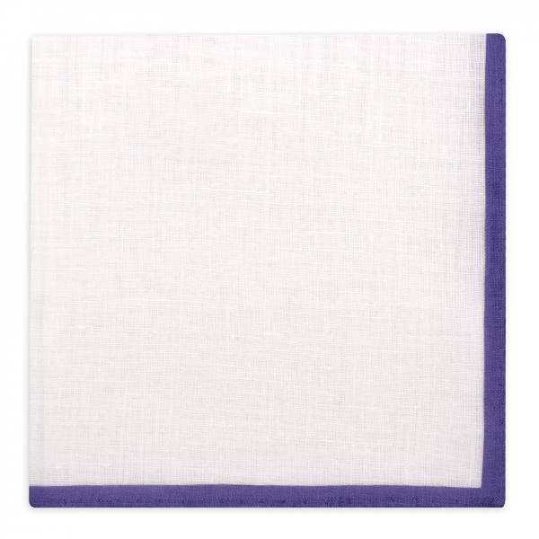 Viola Milano - Classic Linen Pocket Square - Purple - Handmade in Italy - Luxury Exclusive Collection