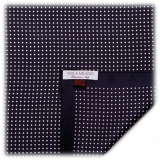 Viola Milano - Classic Polka Dot Silk Pocket Square - Navy - Handmade in Italy - Luxury Exclusive Collection