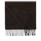 Viola Milano - Double Face Zibellino Cashmere Scarf - Brown and Grey - Handmade in Italy - Luxury Exclusive Collection