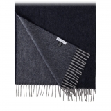 Viola Milano - Sciarpa Double Face Zibellino Cashmere - Navy e Grigio - Handmade in Italy - Luxury Exclusive Collection