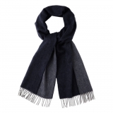 Viola Milano - Sciarpa Double Face Zibellino Cashmere - Navy e Grigio - Handmade in Italy - Luxury Exclusive Collection