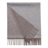 Viola Milano - Double Face Zibellino Cashmere Scarf - Grey and Taupe - Handmade in Italy - Luxury Exclusive Collection