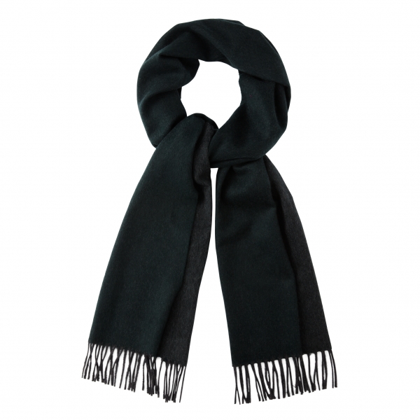 Viola Milano - Double Face Zibellino Cashmere Scarf - Forest and Grey - Handmade in Italy - Luxury Exclusive Collection
