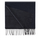 Viola Milano - Double Face Zibellino Cashmere Scarf - Navy and Grey - Handmade in Italy - Luxury Exclusive Collection