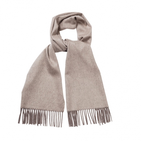 Viola Milano - Double Face Zibellino Cashmere Scarf - Sand and Taupe - Handmade in Italy - Luxury Exclusive Collection