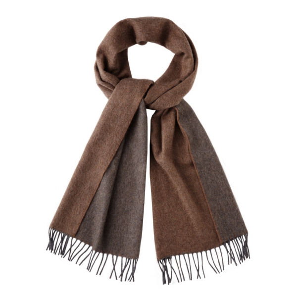 Viola Milano - Double Face Zibellino Cashmere Scarf - Light Brown - Handmade in Italy - Luxury Exclusive Collection