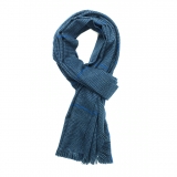 Viola Milano - Prince of Wales Wool Scarf - Blue Mix - Handmade in Italy - Luxury Exclusive Collection