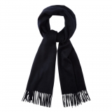 Viola Milano - Solid Zibellino Cashmere Scarf - Navy - Handmade in Italy - Luxury Exclusive Collection