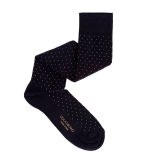 Viola Milano - Dot Over-the-Calf Cotton and Silk Socks - Navy and White - Handmade in Italy - Luxury Exclusive Collection