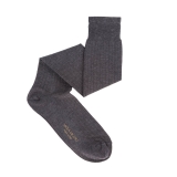 Viola Milano - Solid Over-the-Calf Cotton and Silk Socks - Light Grey - Handmade in Italy - Luxury Exclusive Collection