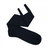 Viola Milano - Solid Over-the-Calf Socks - Navy - Handmade in Italy - Luxury Exclusive Collection