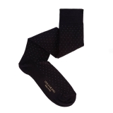 Viola Milano - Dot Over-the-Calf Cotton and Silk Socks - Black and Grey - Handmade in Italy - Luxury Exclusive Collection