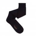Viola Milano - Solid Over-the-Calf Cotton and Silk Socks - Black - Handmade in Italy - Luxury Exclusive Collection