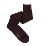 Viola Milano - Solid Over-the-Calf Cotton and Silk Socks - Dark Brown - Handmade in Italy - Luxury Exclusive Collection