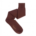 Viola Milano - Solid Over-the-Calf Cotton and Silk Socks - Cola - Handmade in Italy - Luxury Exclusive Collection