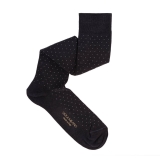 Viola Milano - Dot Over-the-Calf Cotton and Silk Socks - Grey Mix - Handmade in Italy - Luxury Exclusive Collection