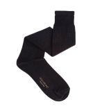 Viola Milano - Solid Over-the-Calf Cotton and Silk Socks - Dark Grey - Handmade in Italy - Luxury Exclusive Collection